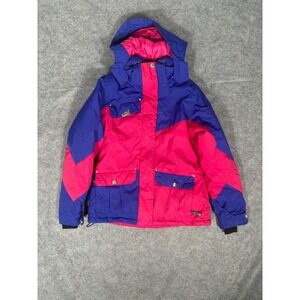 Jupa Kids Ski Jacket Hooded Colorblock Pink Blue Waterproof Insulated Size 12